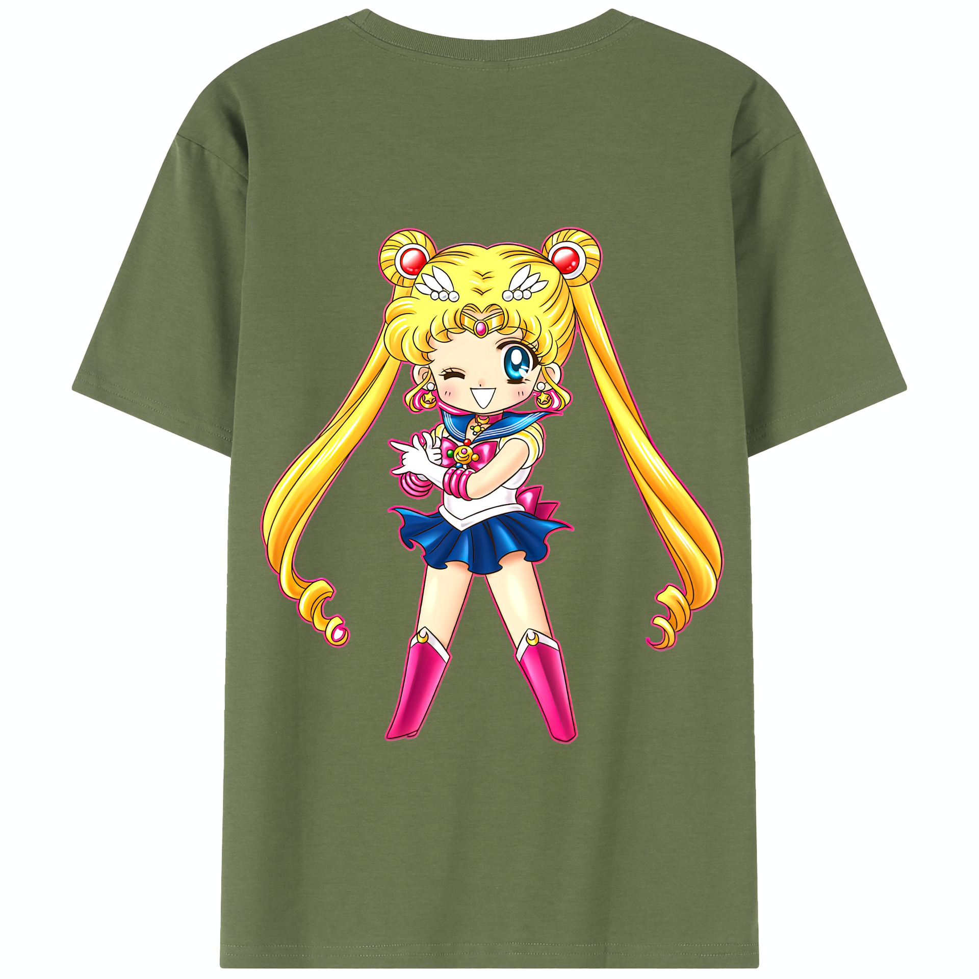 （画像用） 美少女戦士セーラームーン 月野 うさぎ つきの うさぎ Sailor Moon Tsukino Usagi 綿100％半袖Tシャツ（背面プリント）